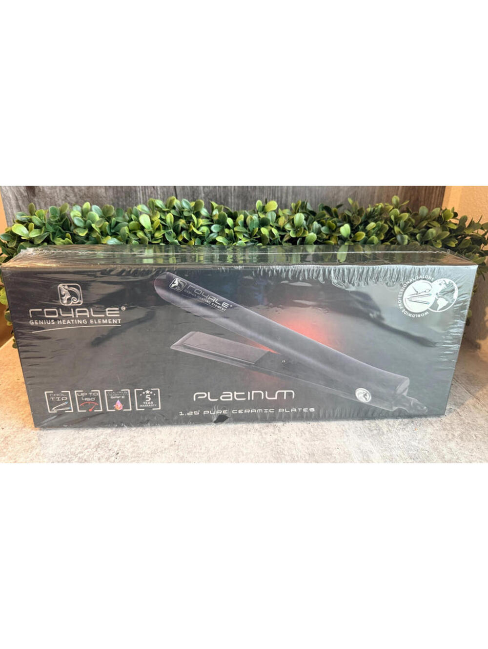 Royale Platinum Genius Heating Hair Straightener 1.25 Inch Pure Ceramic Black